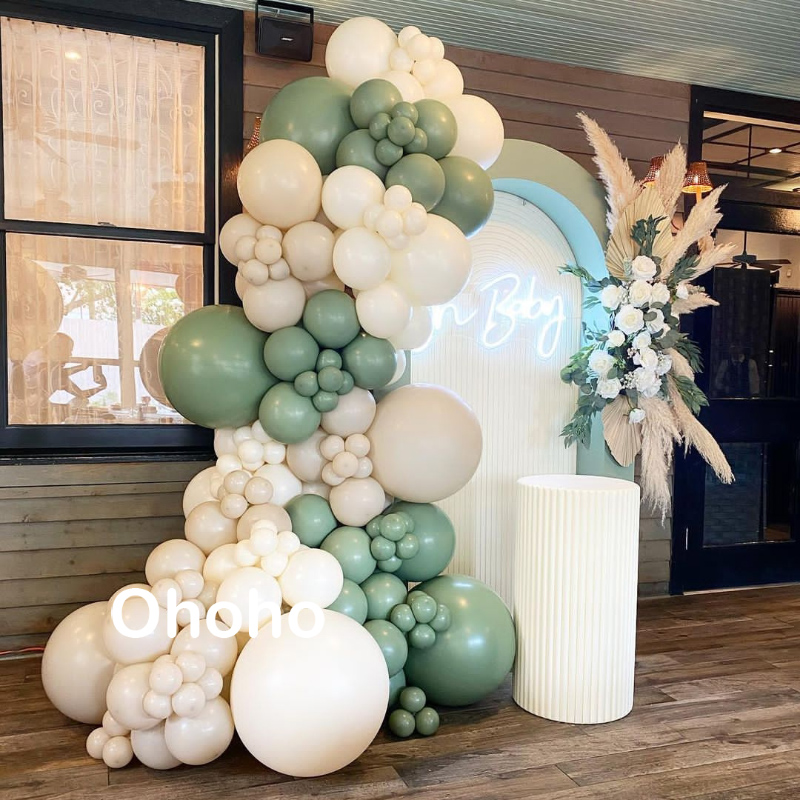 Cream Beige Green Balloon Garl - مراجعة Baby Products Kit Set وسعره